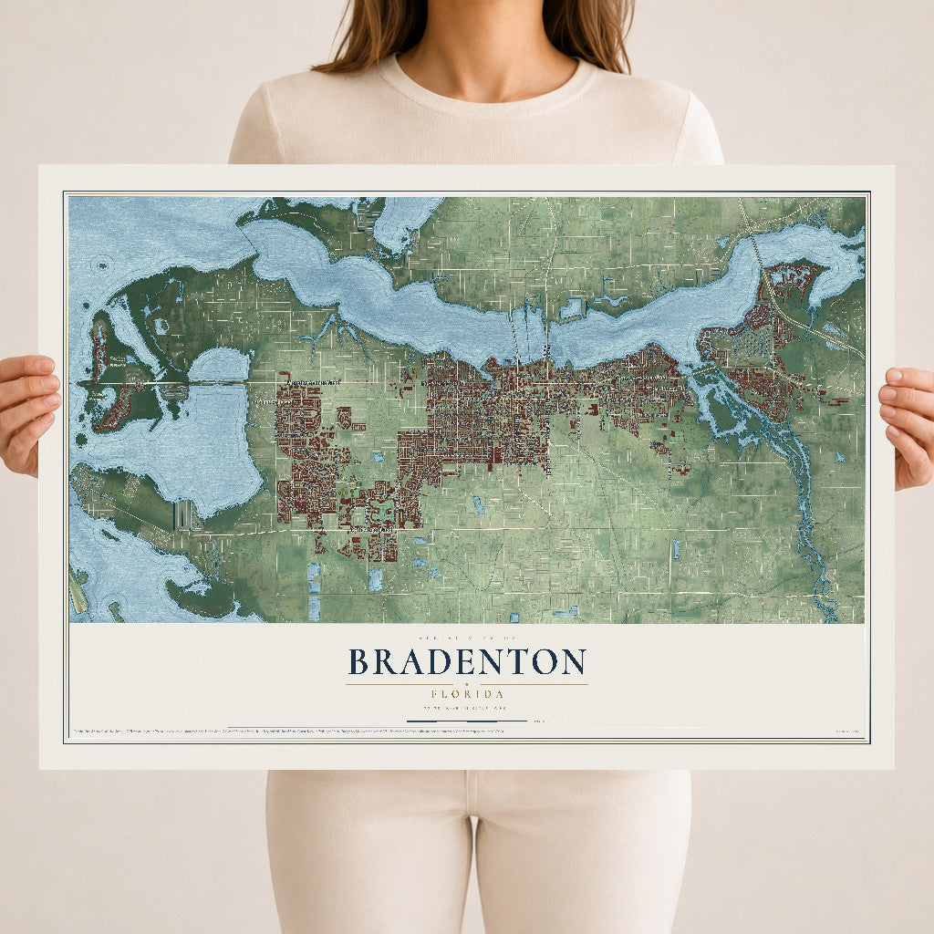 Bradenton, Florida map print, 18" x 24" Archival Matte Print mockup
