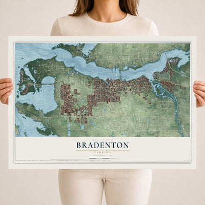 Bradenton, Florida map print, 18" x 24" Archival Matte Print mockup