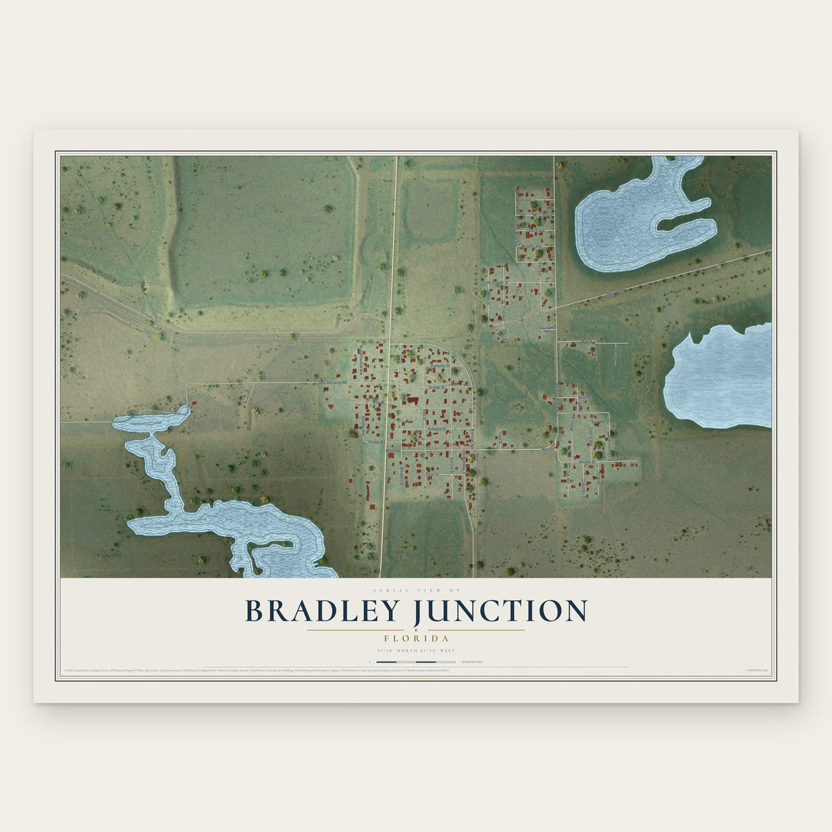 Bradley Junction, Florida map print, the full design