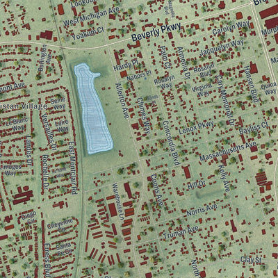 Close-up of the map of Brent, Florida print showing street and building detail