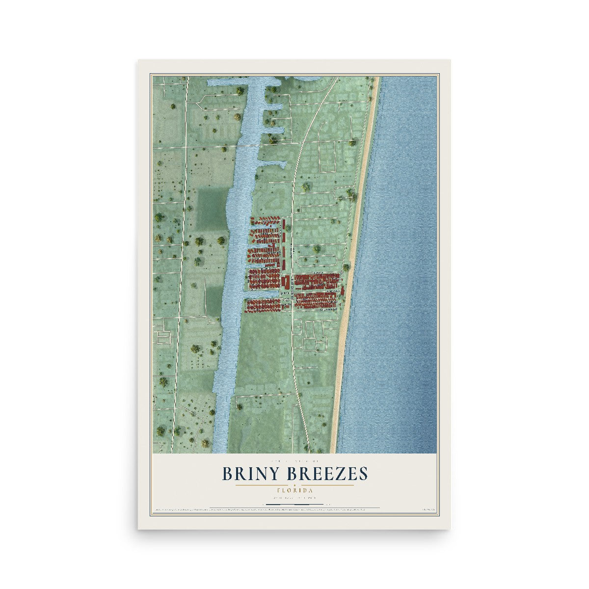 Briny Breezes, Florida map print, 12" x 18" Archival Matte Print mockup