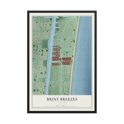 Briny Breezes, Florida map print, 12" x 18" W/ Black Ayous Wood Frame mockup