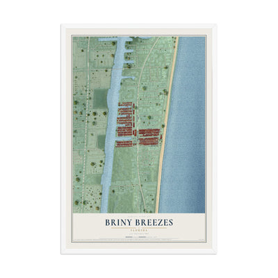 Briny Breezes, Florida map print, 12" x 18" W/ White Ayous Wood Frame mockup