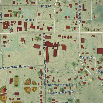 Close-up 1 of the Bristol, Florida map artwork