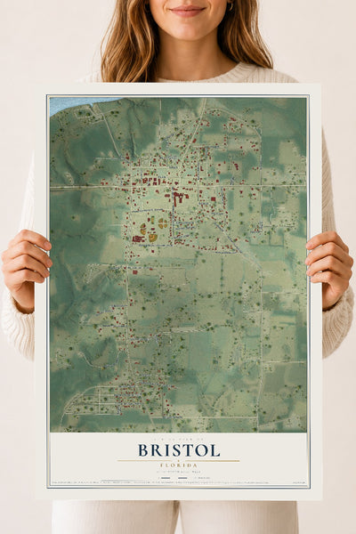 Bristol, Florida map print, 18" x 24" Archival Matte Print mockup