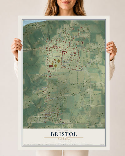 Bristol, Florida map print, 24" x 36" Archival Matte Print mockup