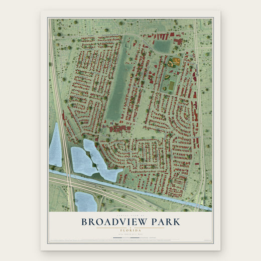 Broadview Park, Florida map print, the full design