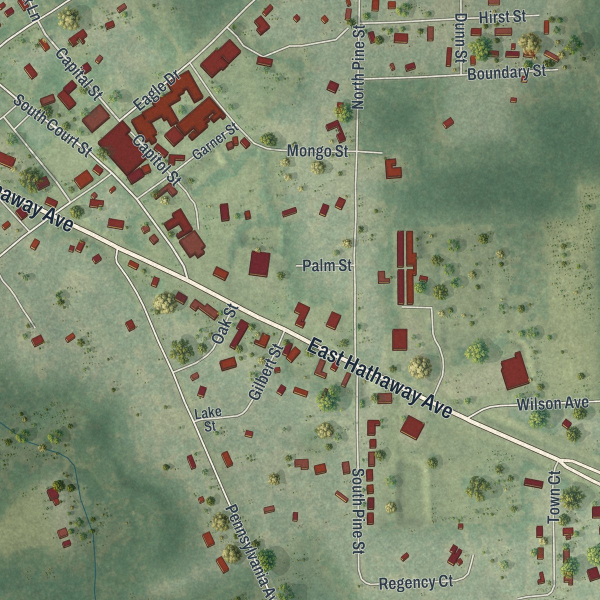 Close-up 1 of the Bronson, Florida map artwork