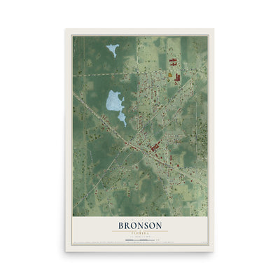 Bronson, Florida map print, 12" x 18" Archival Matte Print mockup