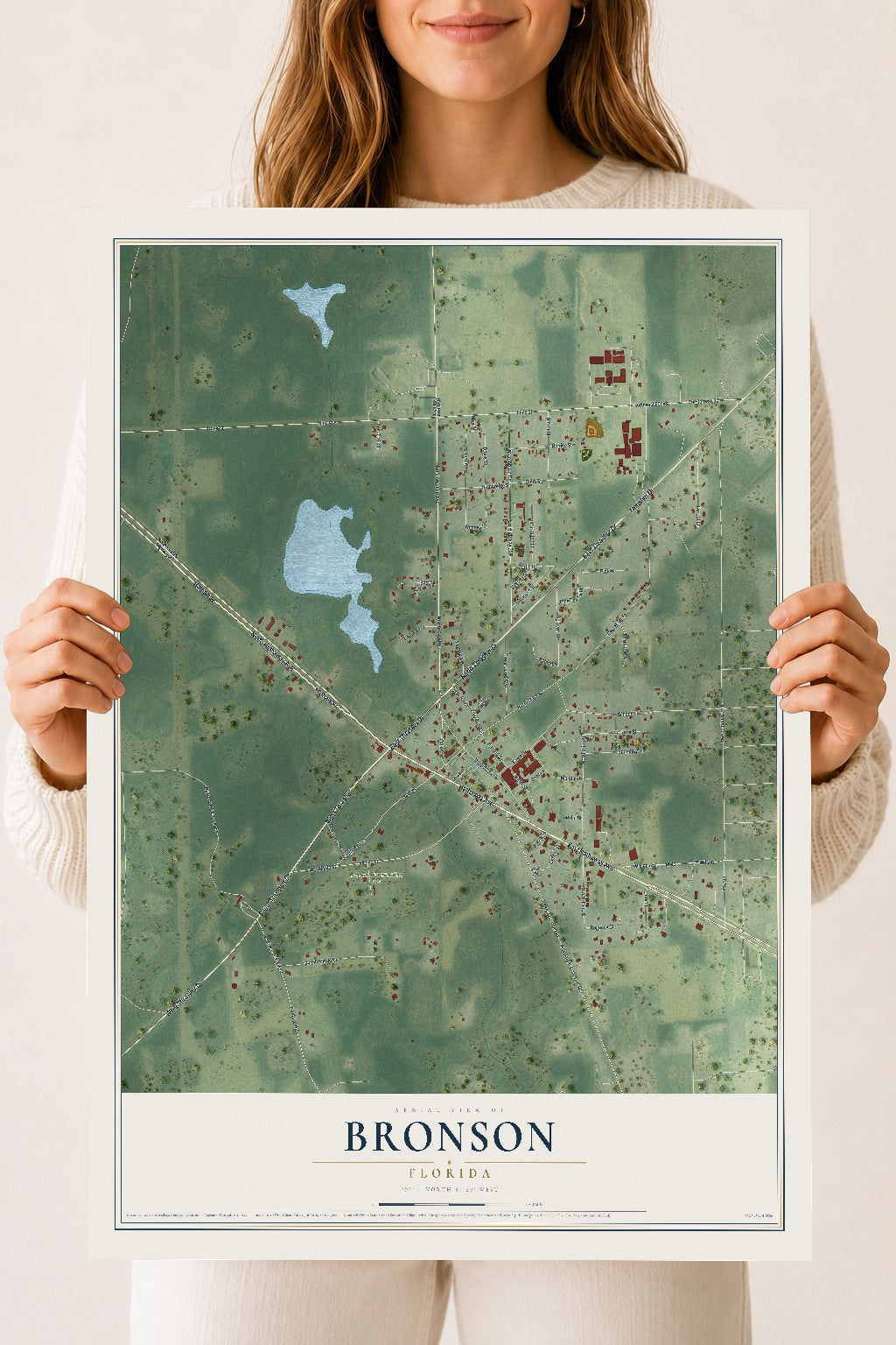 Bronson, Florida map print, 18" x 24" Archival Matte Print mockup