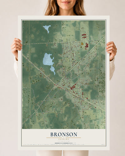 Bronson, Florida map print, 24" x 36" Archival Matte Print mockup