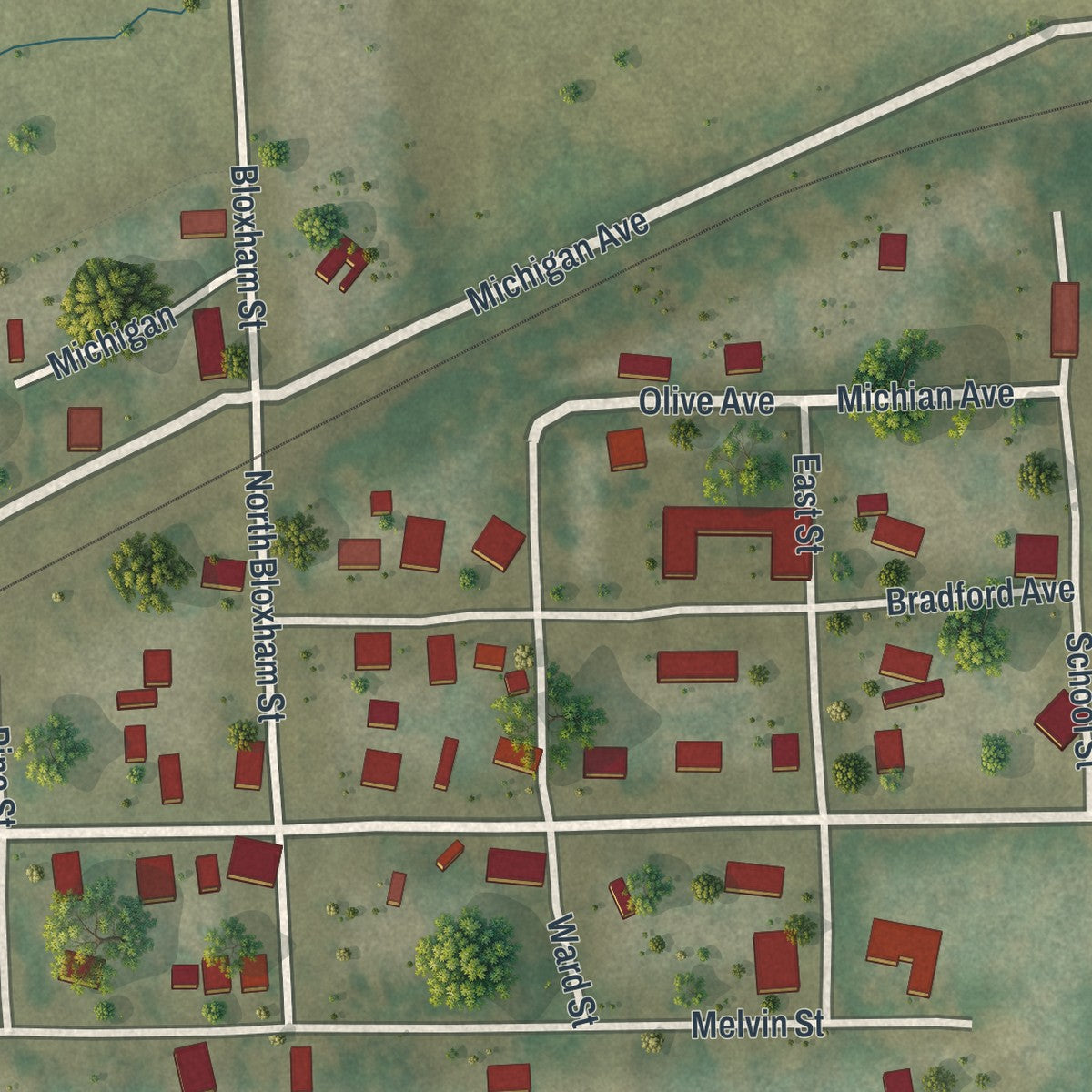 Close-up 2 of the Brooker, Florida map artwork