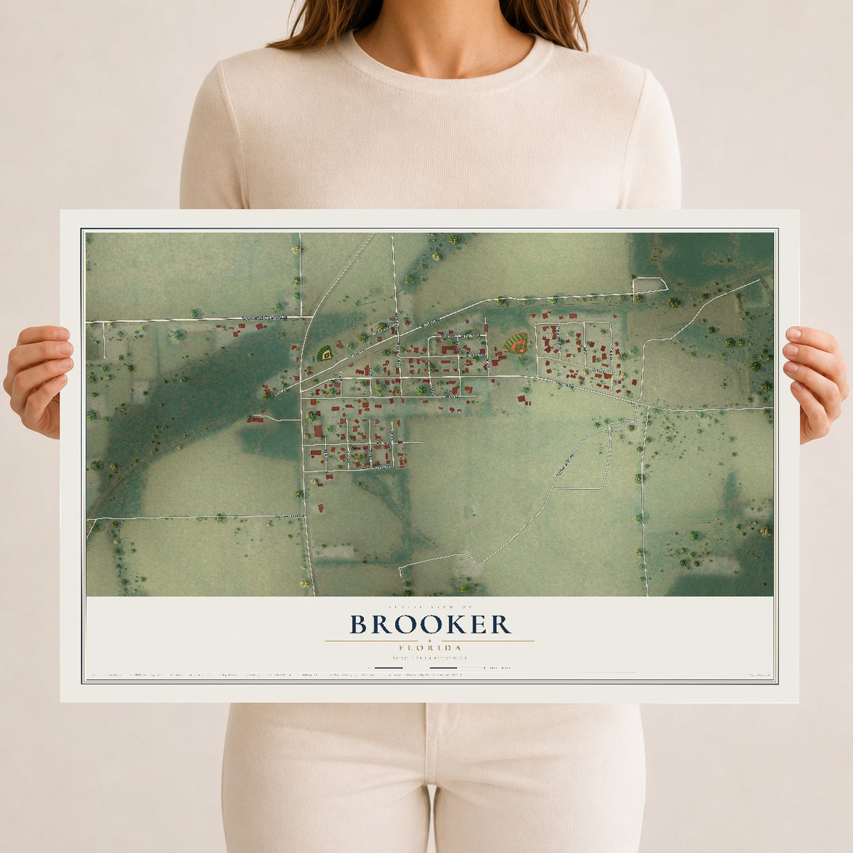 Brooker, Florida map print, 12" x 18" Archival Matte Print mockup