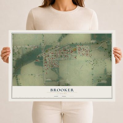 Brooker, Florida map print, 12" x 18" Archival Matte Print mockup