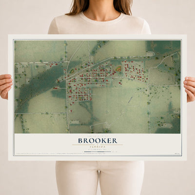 Brooker, Florida map print, 18" x 24" Archival Matte Print mockup
