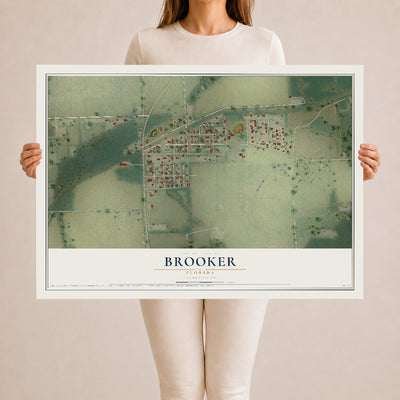 Brooker, Florida map print, 24" x 36" Archival Matte Print mockup