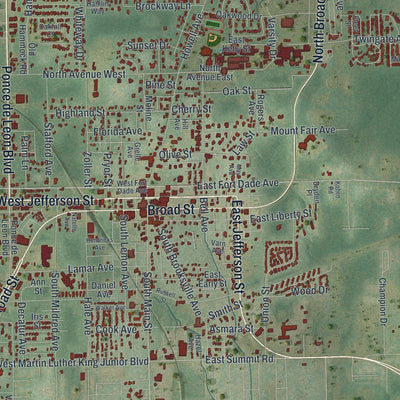 Close-up 1 of the Brooksville, Florida map artwork