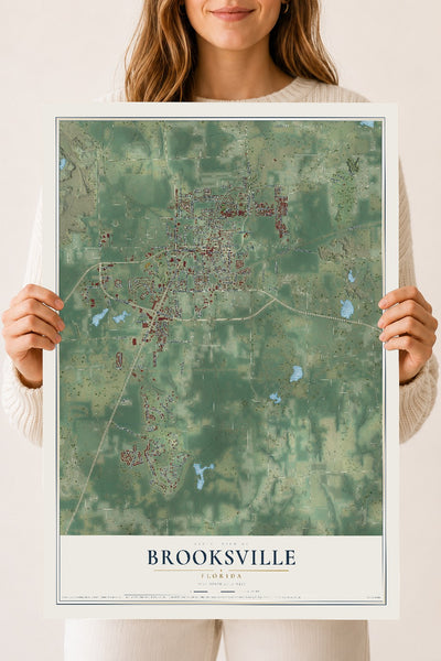Brooksville, Florida map print, 18" x 24" Archival Matte Print mockup