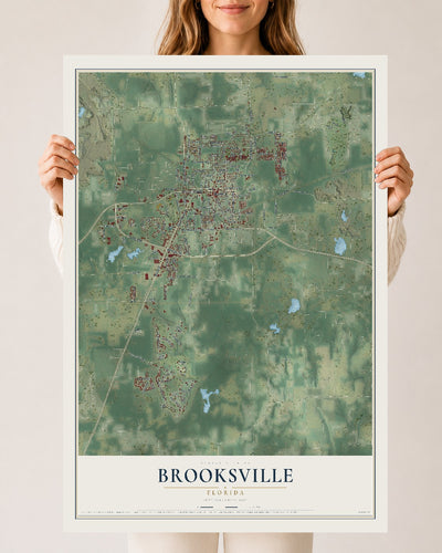Brooksville, Florida map print, 24" x 36" Archival Matte Print mockup