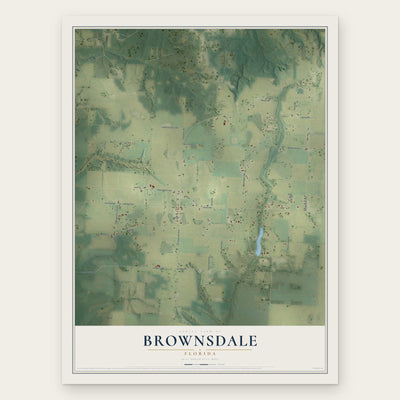 Brownsdale, Florida map print, the full design