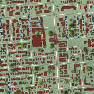 Close-up of the map of Brownsville, Florida print showing street and building detail