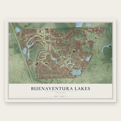 Buenaventura Lakes, Florida map print, the full design