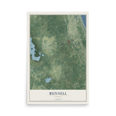Bunnell, Florida map print, 12" x 18" Archival Matte Print mockup