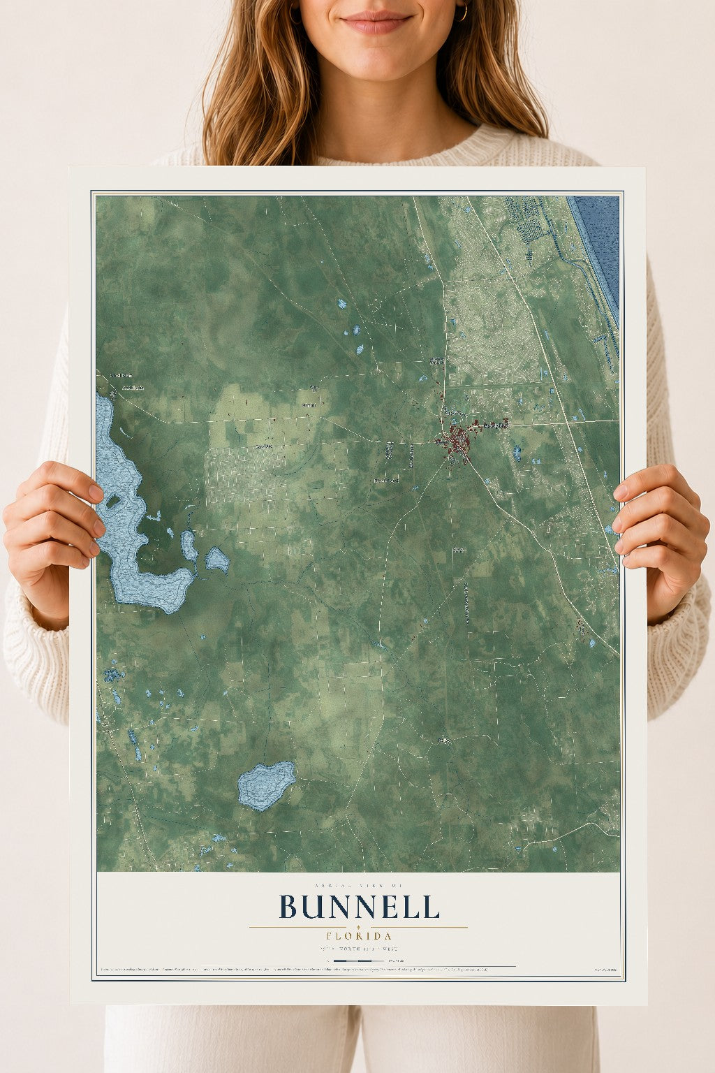 Bunnell, Florida map print, 18" x 24" Archival Matte Print mockup