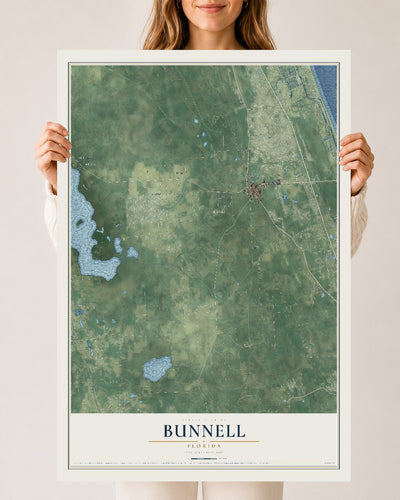 Bunnell, Florida map print, 24" x 36" Archival Matte Print mockup
