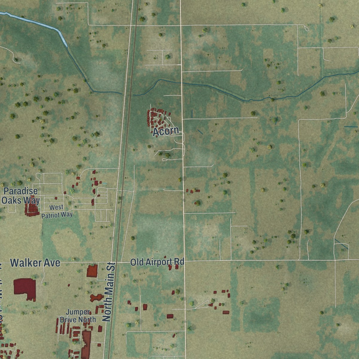 Close-up 2 of the Bushnell, Florida map artwork