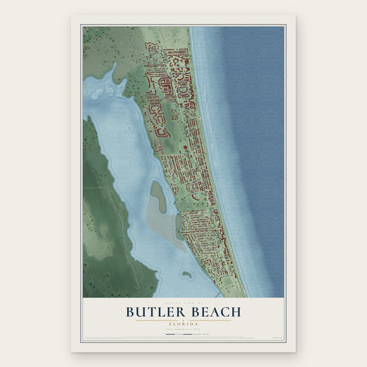 Butler Beach, Florida map print, the full design