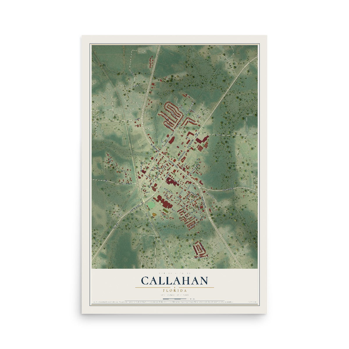 Callahan, Florida map print, 12" x 18" Archival Matte Print mockup