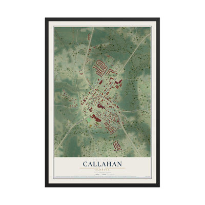Callahan, Florida map print, 12" x 18" W/ Black Ayous Wood Frame mockup