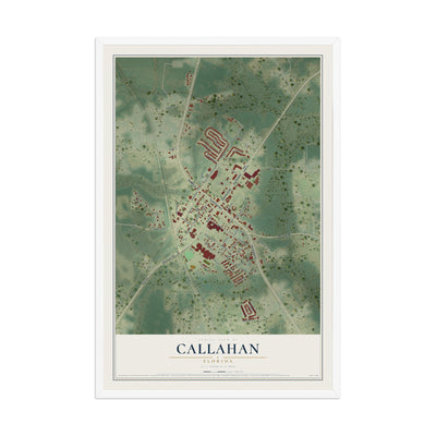 Callahan, Florida map print, 12" x 18" W/ White Ayous Wood Frame mockup