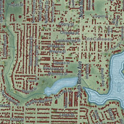 Close-up 1 of the Callaway, Florida map artwork