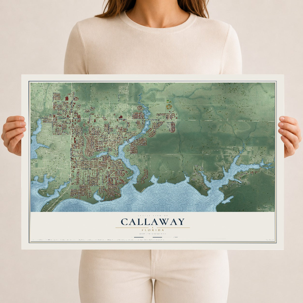 Callaway, Florida map print, 12" x 18" Archival Matte Print mockup