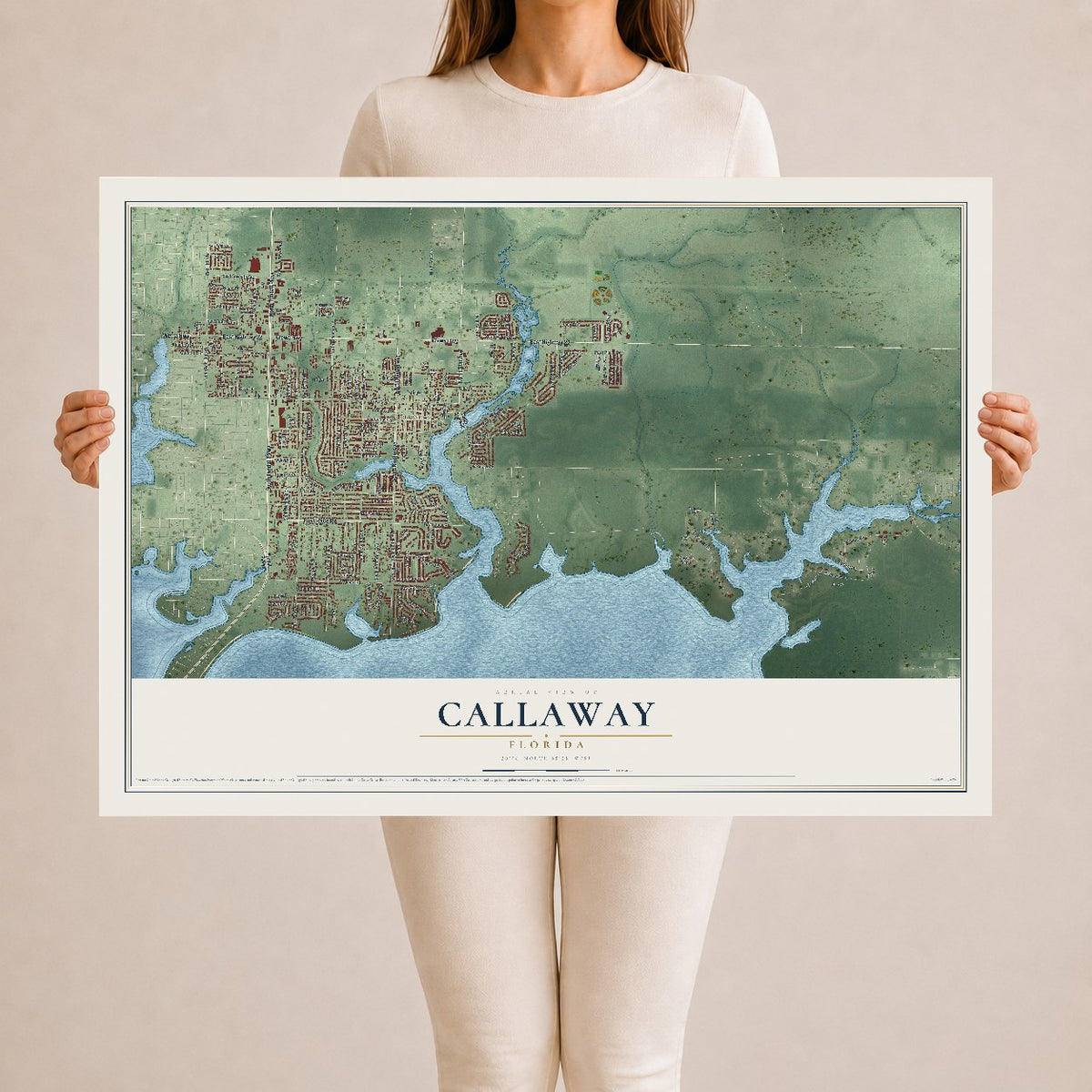 Callaway, Florida map print, 24" x 36" Archival Matte Print mockup