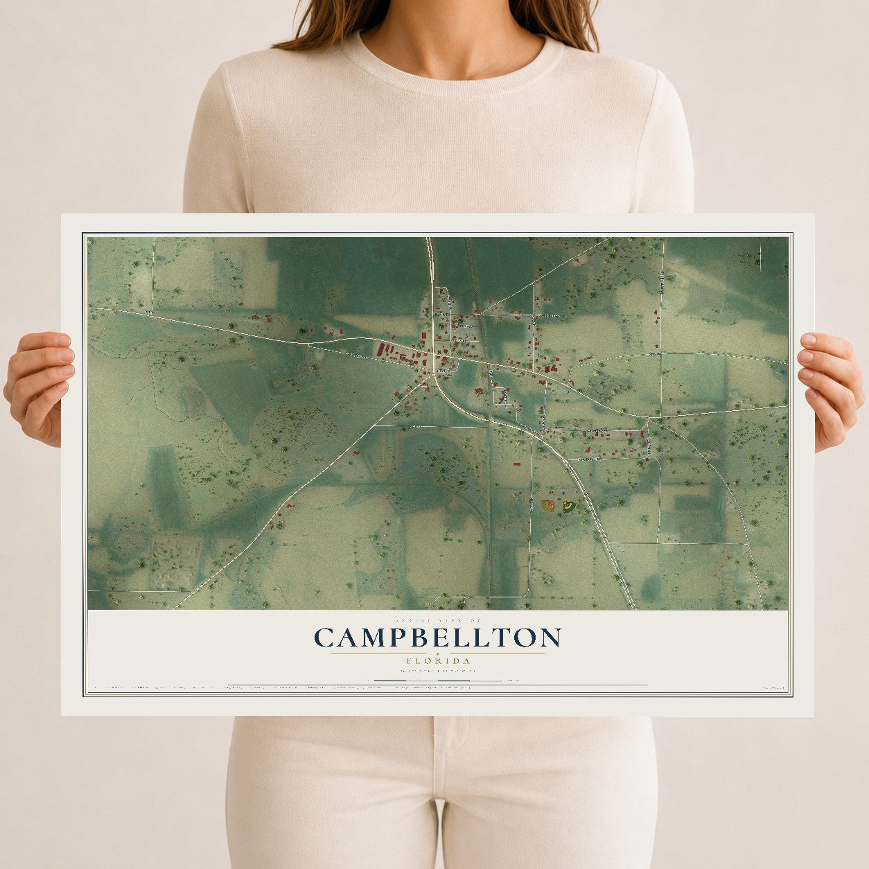 Campbellton, Florida map print, 12" x 18" Archival Matte Print mockup