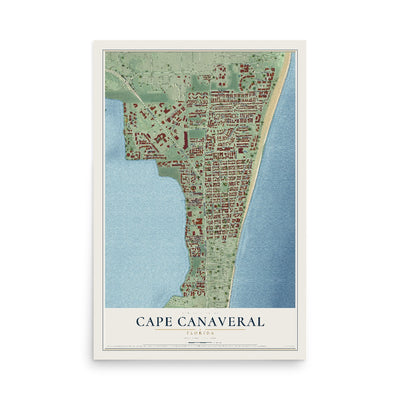 Cape Canaveral, Florida map print, 12" x 18" Archival Matte Print mockup