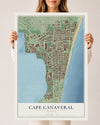 Map of Cape Canaveral, Florida, 24 x 36 inch unframed archival matte print