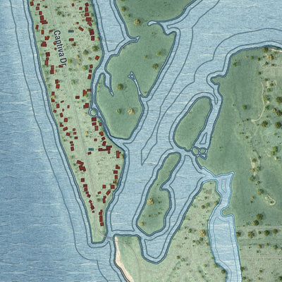 Close-up of the map of Captiva, Florida print showing street and building detail