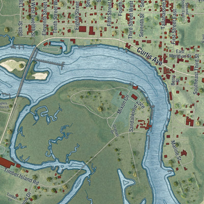Close-up 1 of the Carrabelle, Florida map artwork