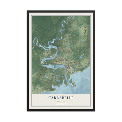 Carrabelle, Florida map print, 12" x 18" W/ Black Ayous Wood Frame mockup