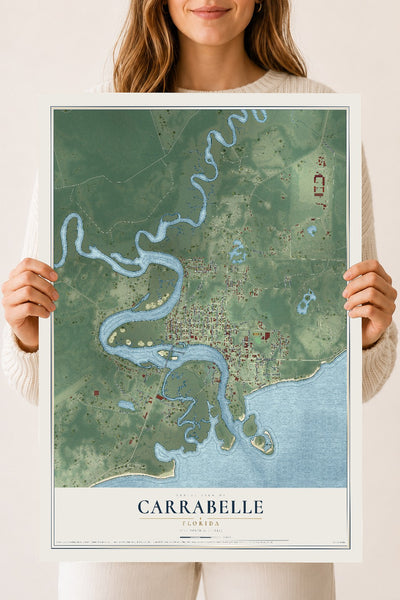 Carrabelle, Florida map print, 18" x 24" Archival Matte Print mockup