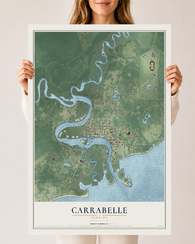 Carrabelle, Florida map print, 24" x 36" Archival Matte Print mockup