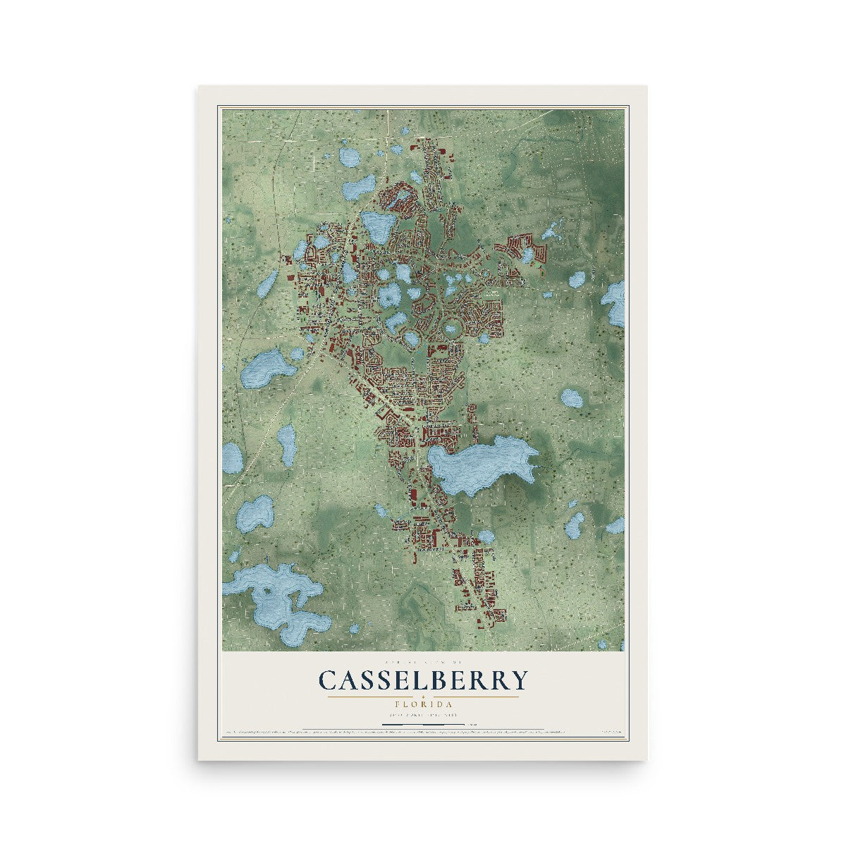 Casselberry, Florida map print, 12" x 18" Archival Matte Print mockup