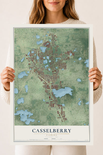 Casselberry, Florida map print, 18" x 24" Archival Matte Print mockup