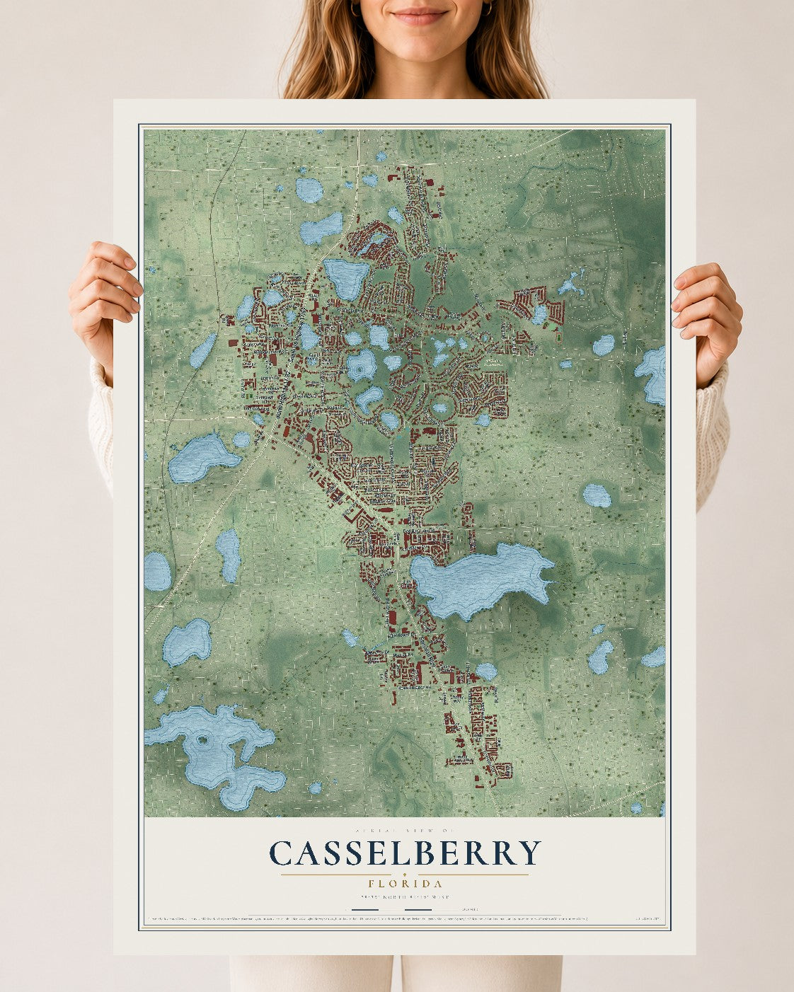 Casselberry, Florida map print, 24" x 36" Archival Matte Print mockup