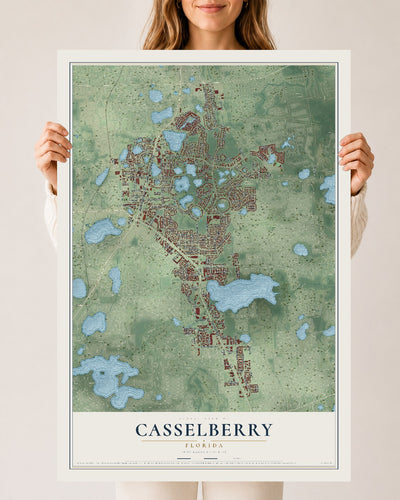 Casselberry, Florida map print, 24" x 36" Archival Matte Print mockup