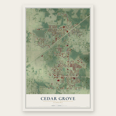 Cedar Grove, Florida map print, the full design